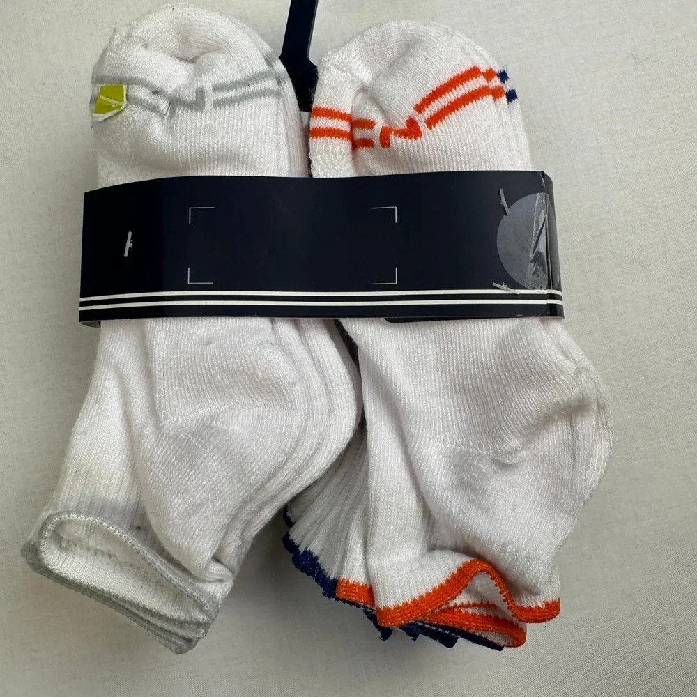 Nautica 10 Pair Low Cut Socks Cotton Blend Cushion White Kids‎ 10-4